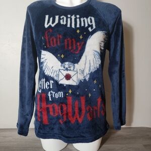 Harry Potter Blue Top Sleepwear Long Sleeve Size L Letter From Hog Warls‎ Soft